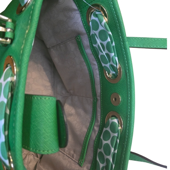 Michael Kors Green Satchel with scarf accent - Picture 8 of 12